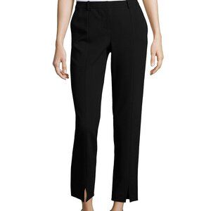St. John Jennifer Pleated Straight-Leg Pants in Black size 8